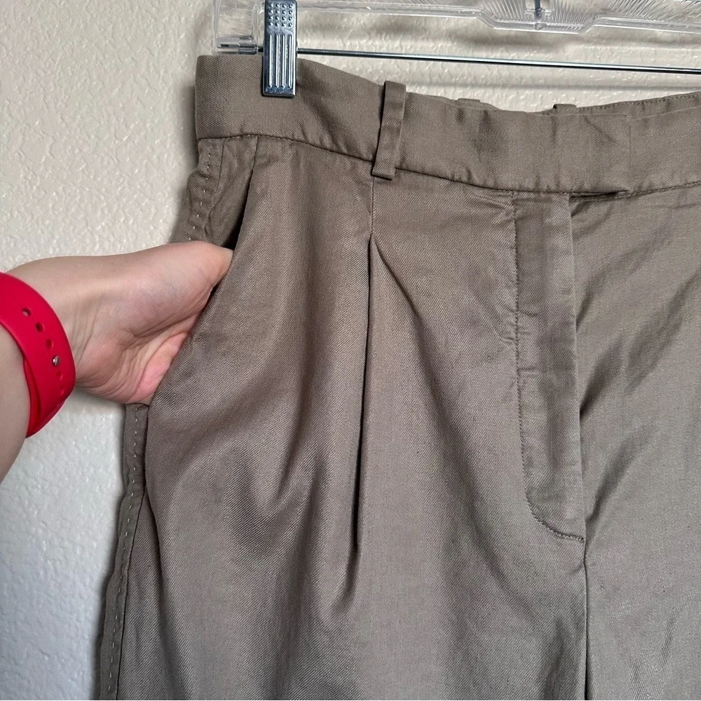 Babaton Linen Blend Straight Leg Tan Pants Size 10